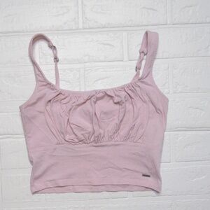 Hollister pink cropped tank with ruching - Size Small